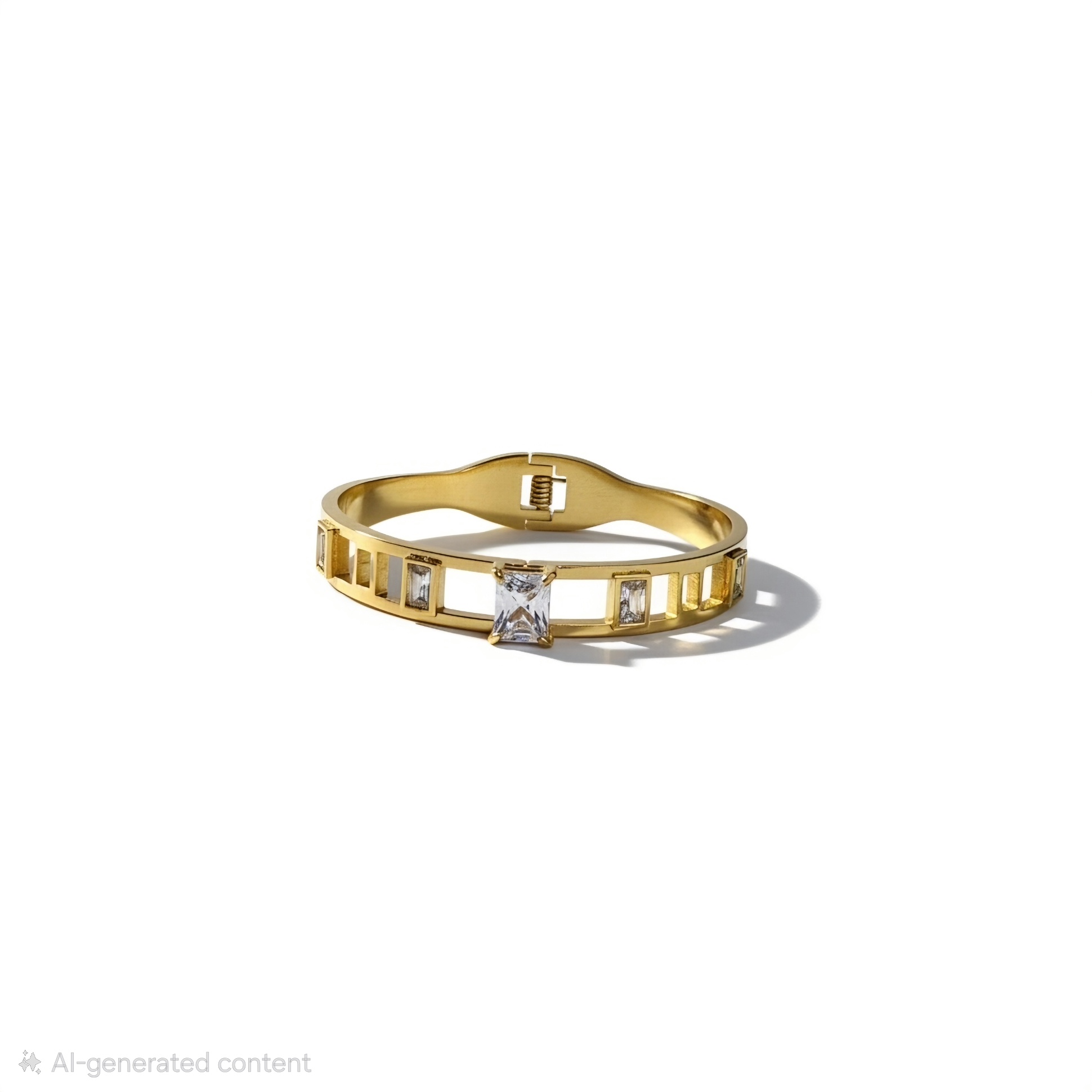 Cutout Crystal Gold Bracelet